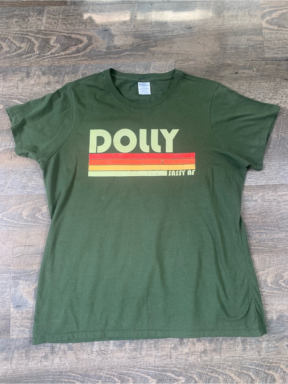 Dolly Retro Sassy AF Graphic Tee - Olive Green